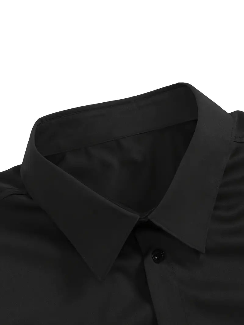 Men's Long Sleeve Button-Up Shirt, Smart Casual Tailored Cotton Shirt for Work & Events 21
