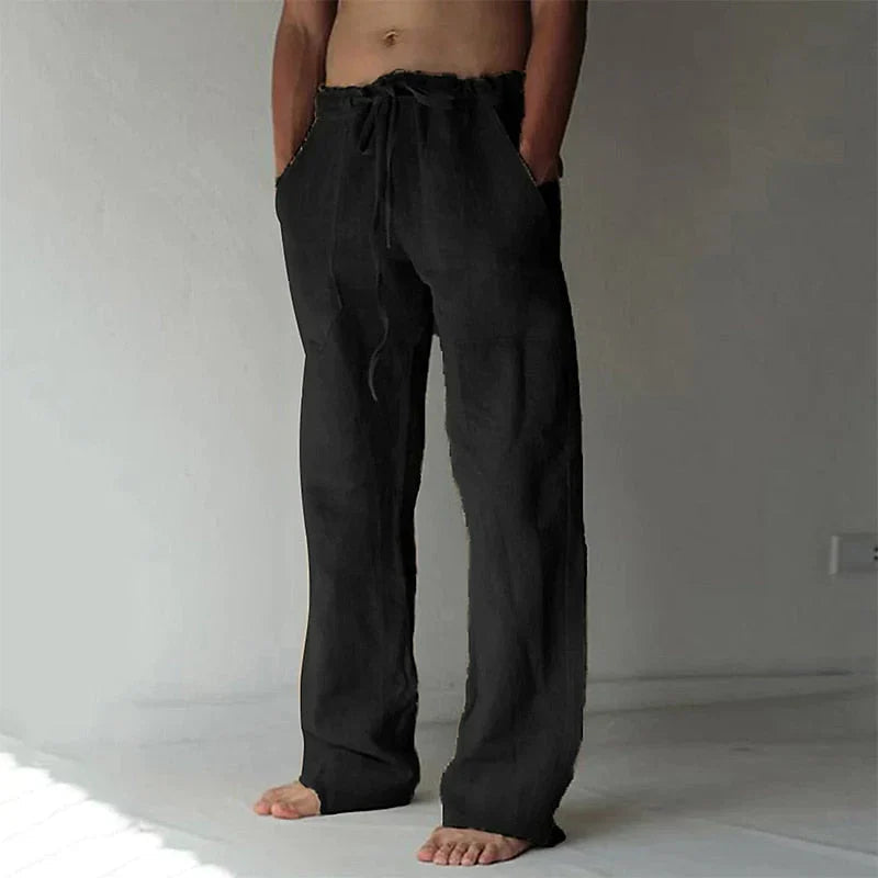 Men's Wide Leg Trousers, Elastic Waist Lightweight Comfortable Casual Summer Trousers 1