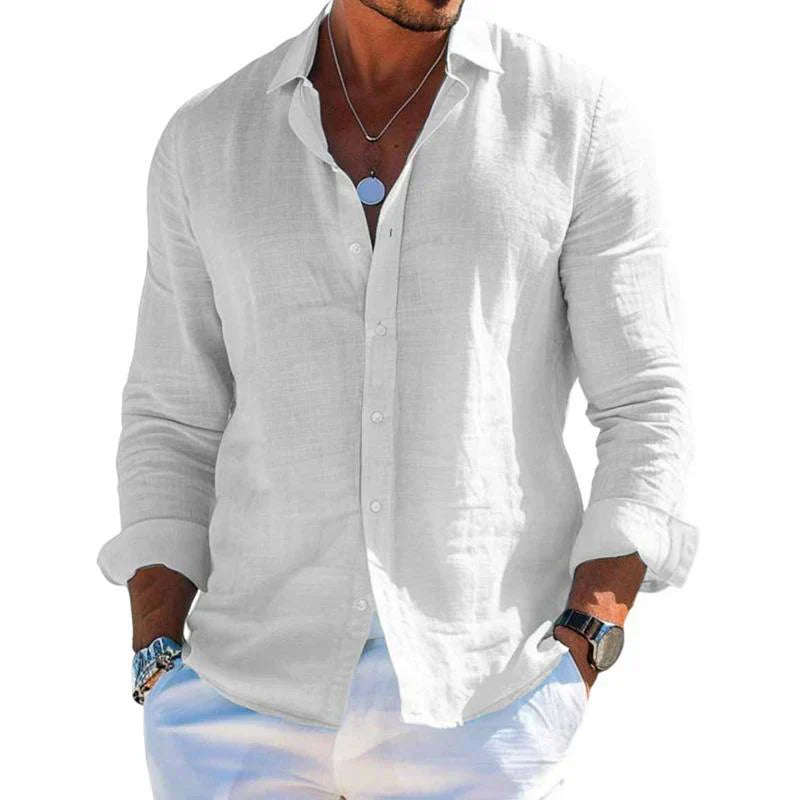 Men's Long Sleeve Shirt, Regular Fit Classic Casual Button-Up Cotton Office Shirt 2