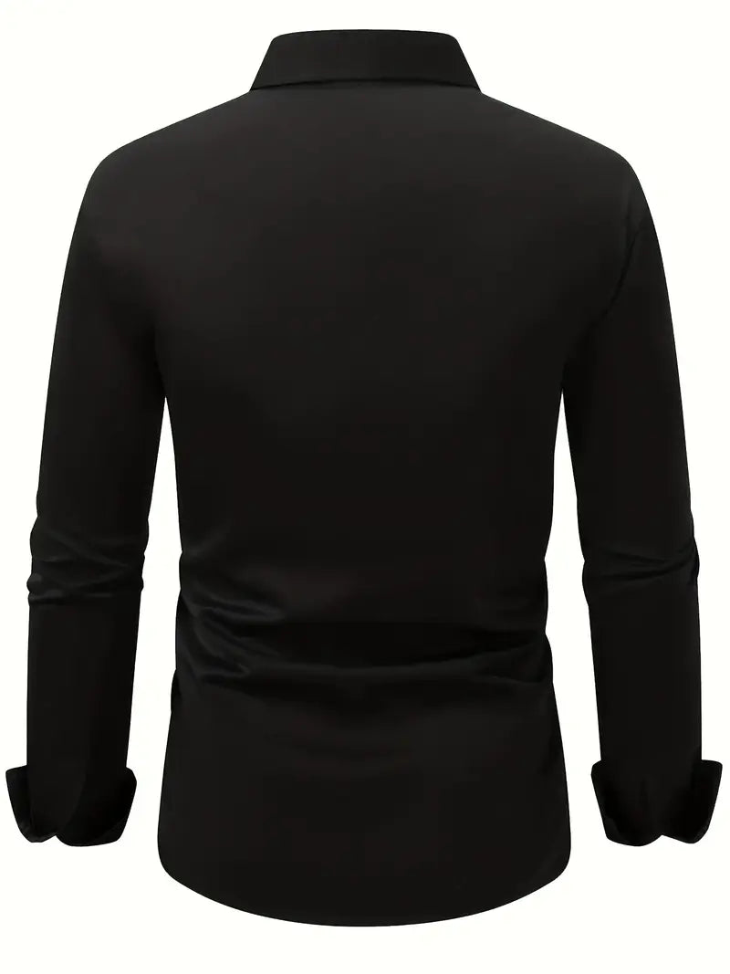 Men's Long Sleeve Button-Up Shirt, Smart Casual Tailored Cotton Shirt for Work & Events 20
