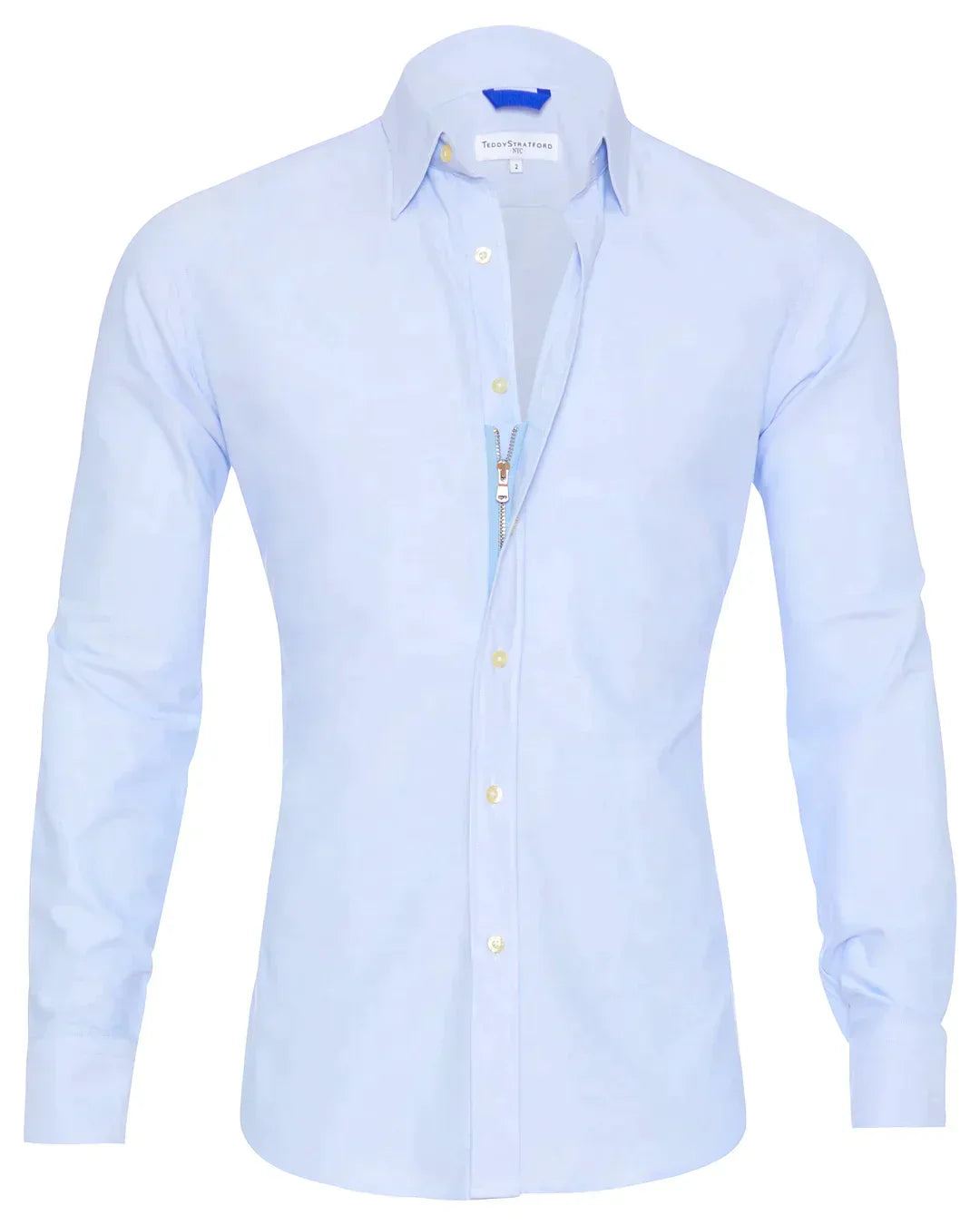 Men's Zip-Up Shirt, Long Sleeve Classic Collar Slim Fit Smart Casual Everyday Shirt 3