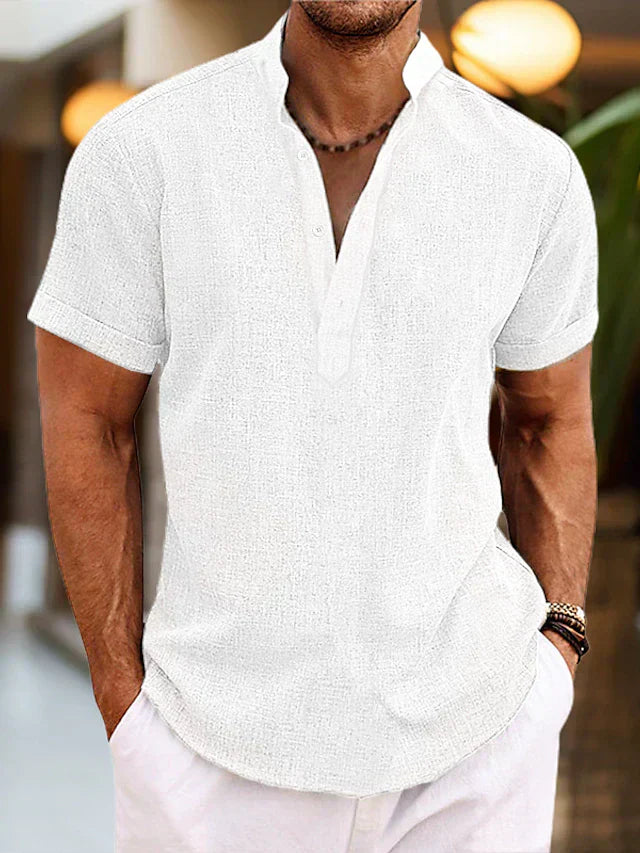 Men's Henley T-Shirt, Short Sleeve Slim Fit Casual Summer Button Neck Top for Warm Days 3