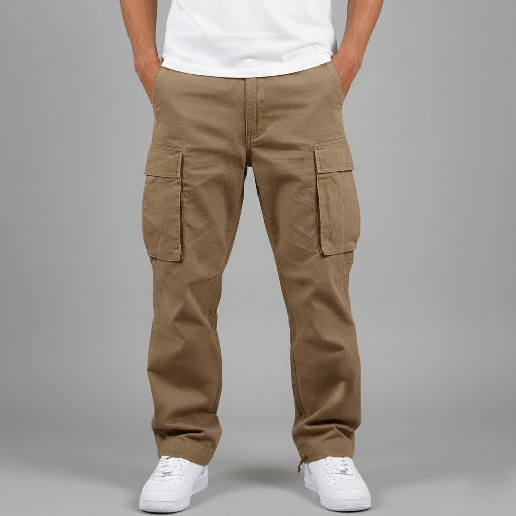 Men's Relaxed Fit Cargo Trousers, Casual Multi Pocket Cotton Work Pants with Side Pockets 3