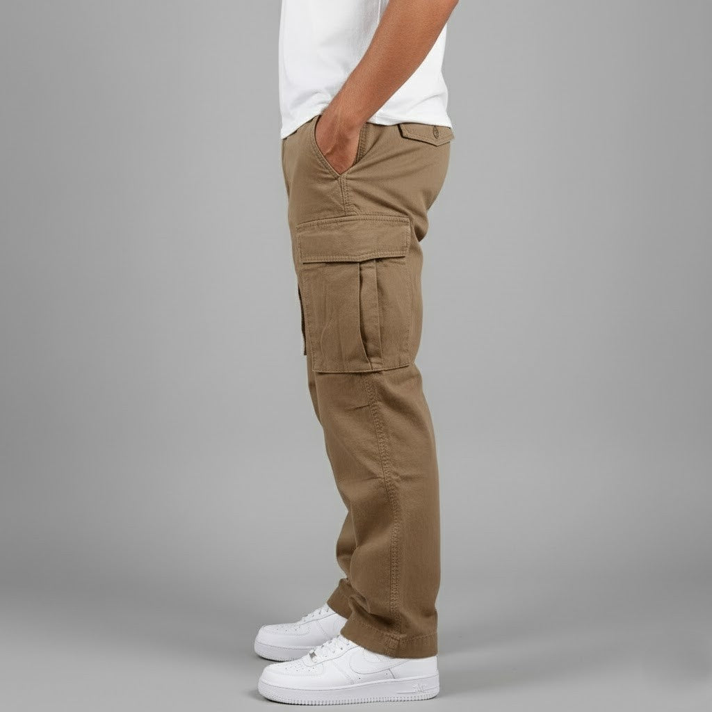 Men's Relaxed Fit Cargo Trousers, Casual Multi Pocket Cotton Work Pants with Side Pockets 2