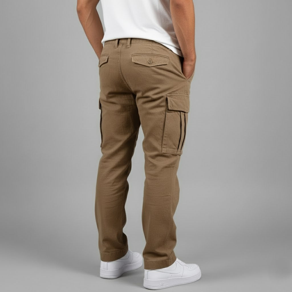 Men's Relaxed Fit Cargo Trousers, Casual Multi Pocket Cotton Work Pants with Side Pockets 4