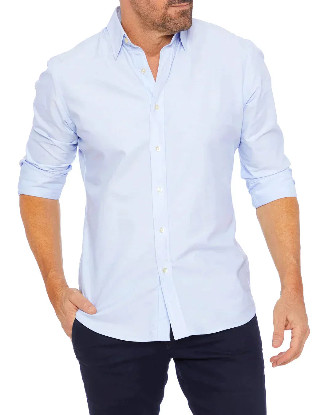 Men's Zip-Up Shirt, Long Sleeve Classic Collar Slim Fit Smart Casual Everyday Shirt 1