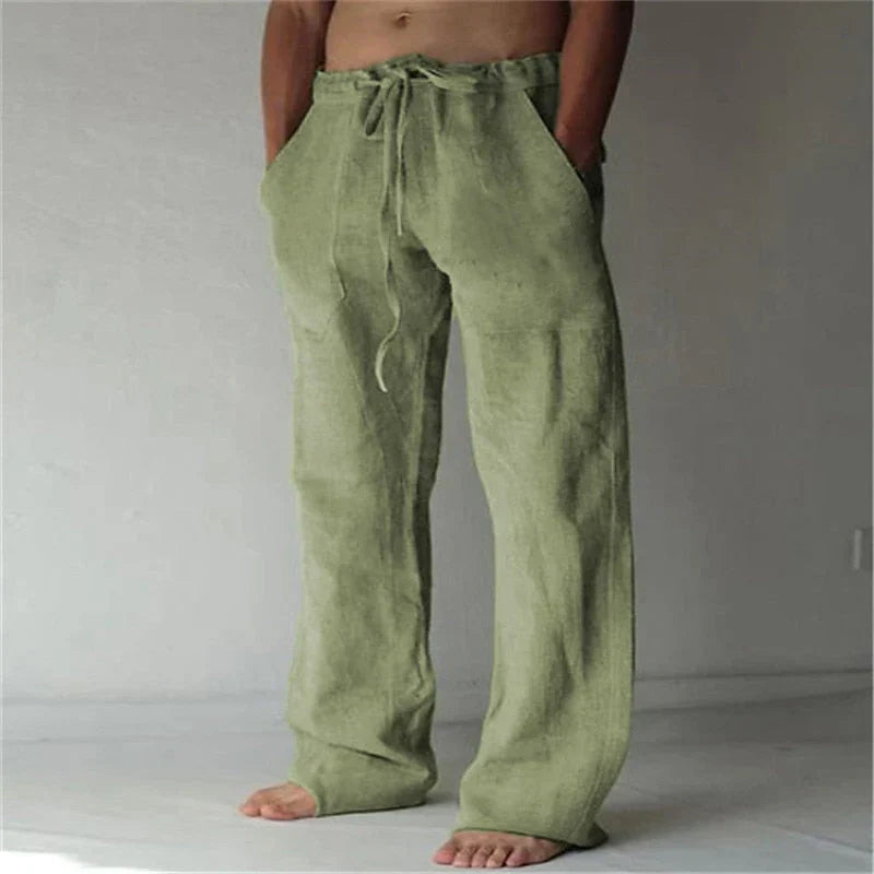 Men's Wide Leg Trousers, Elastic Waist Lightweight Comfortable Casual Summer Trousers 5