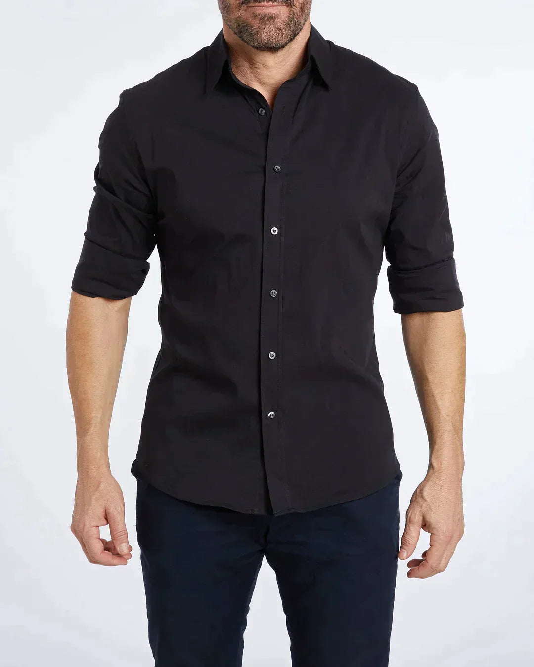 Men's Zip-Up Shirt, Long Sleeve Classic Collar Slim Fit Smart Casual Everyday Shirt 7