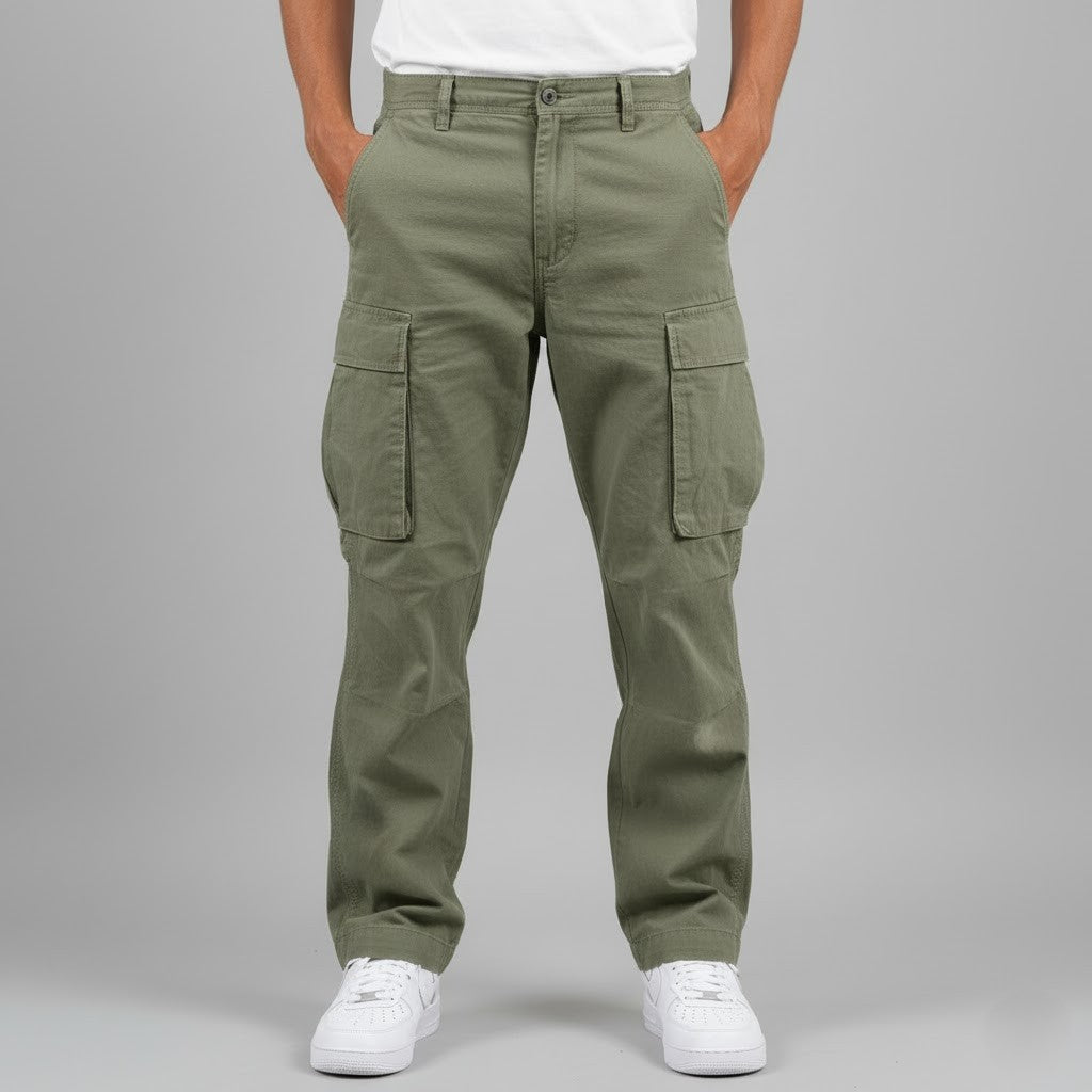 Men's Relaxed Fit Cargo Trousers, Casual Multi Pocket Cotton Work Pants with Side Pockets 6