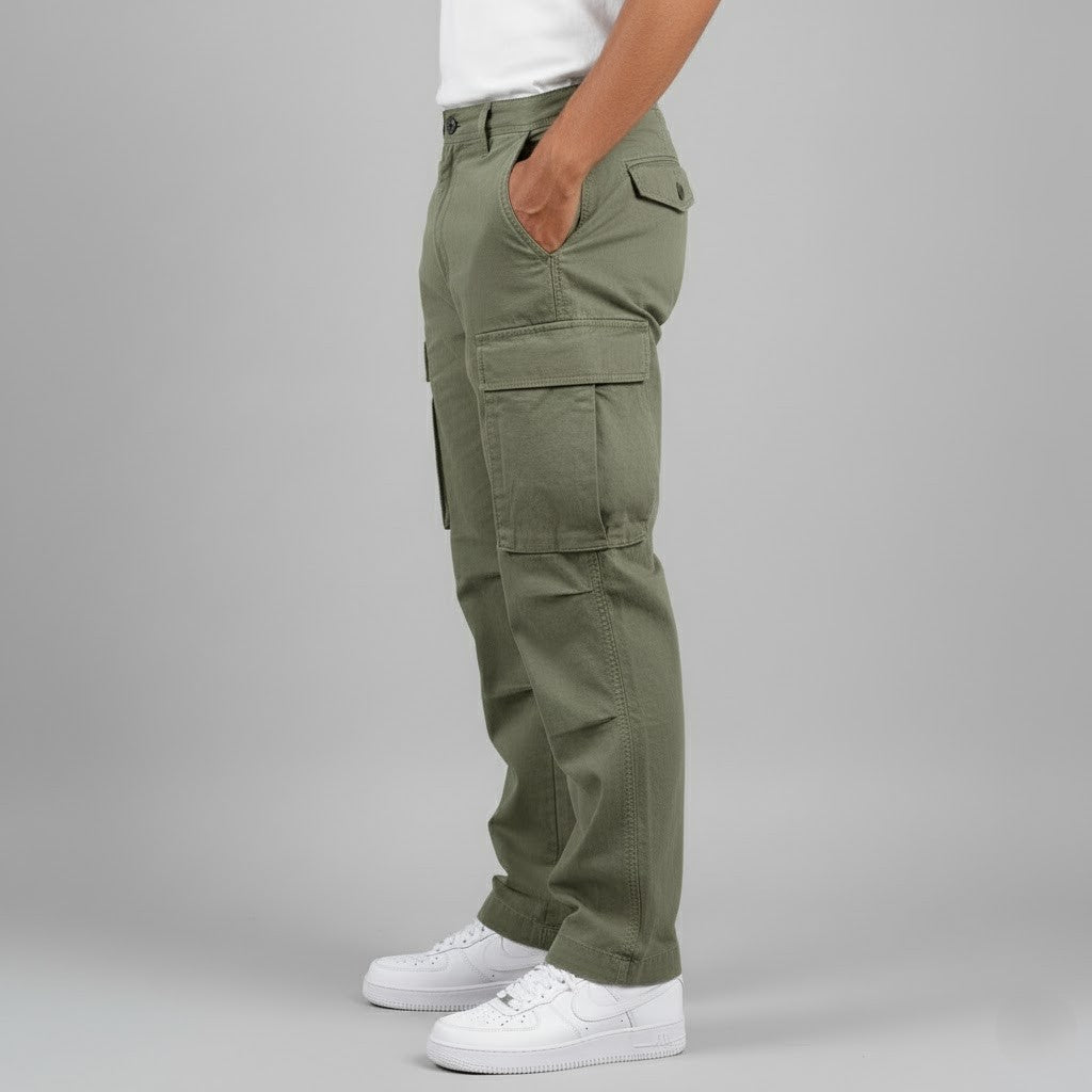 Men's Relaxed Fit Cargo Trousers, Casual Multi Pocket Cotton Work Pants with Side Pockets 5