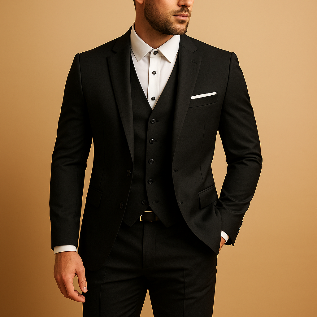 Men's 3 Piece Suit, Slim Fit Tailored Blazer Waistcoat & Trousers Set for Weddings 1