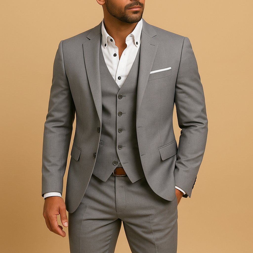 Men's 3 Piece Suit, Slim Fit Tailored Blazer Waistcoat & Trousers Set for Weddings 2