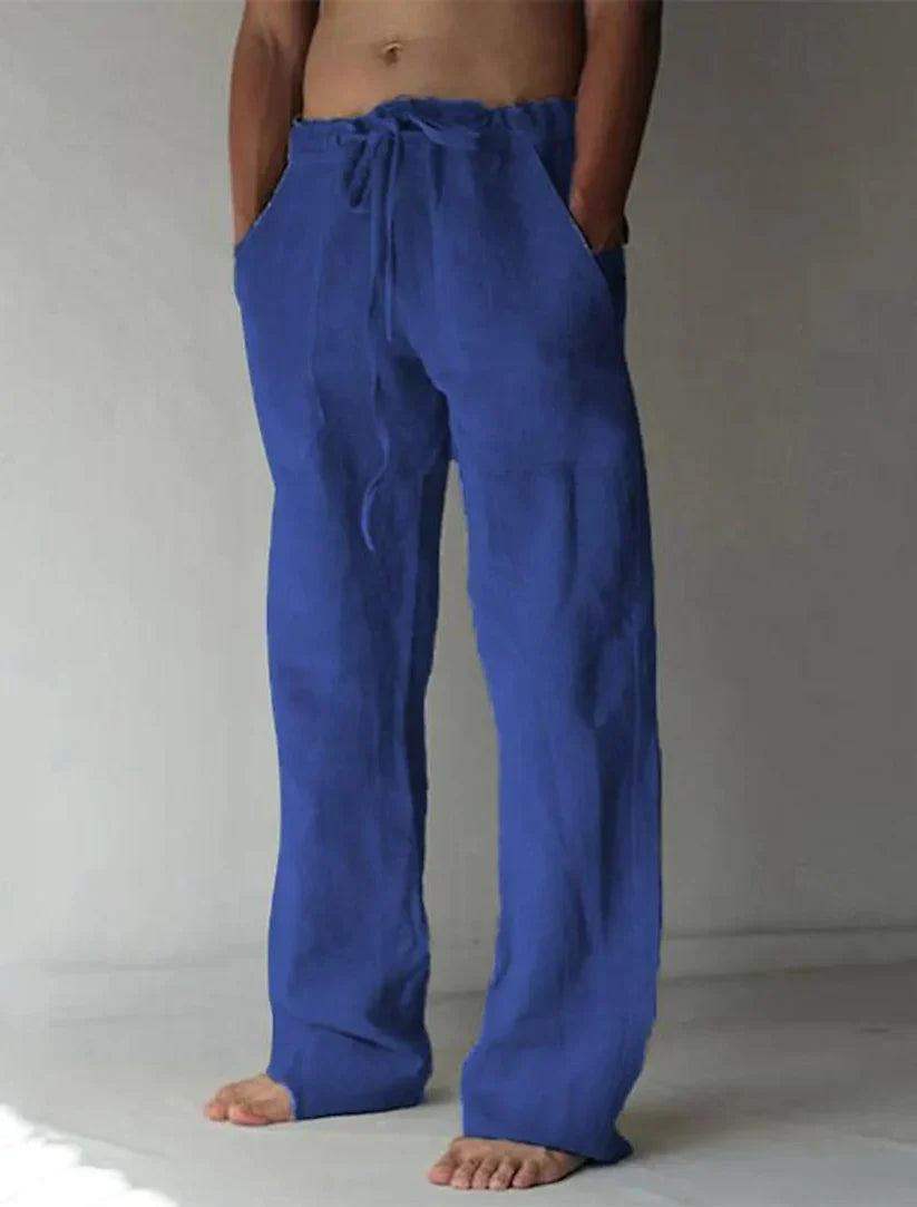 Men's Wide Leg Trousers, Elastic Waist Lightweight Comfortable Casual Summer Trousers 9