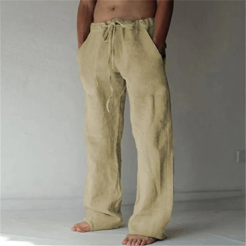 Men's Wide Leg Trousers, Elastic Waist Lightweight Comfortable Casual Summer Trousers 4