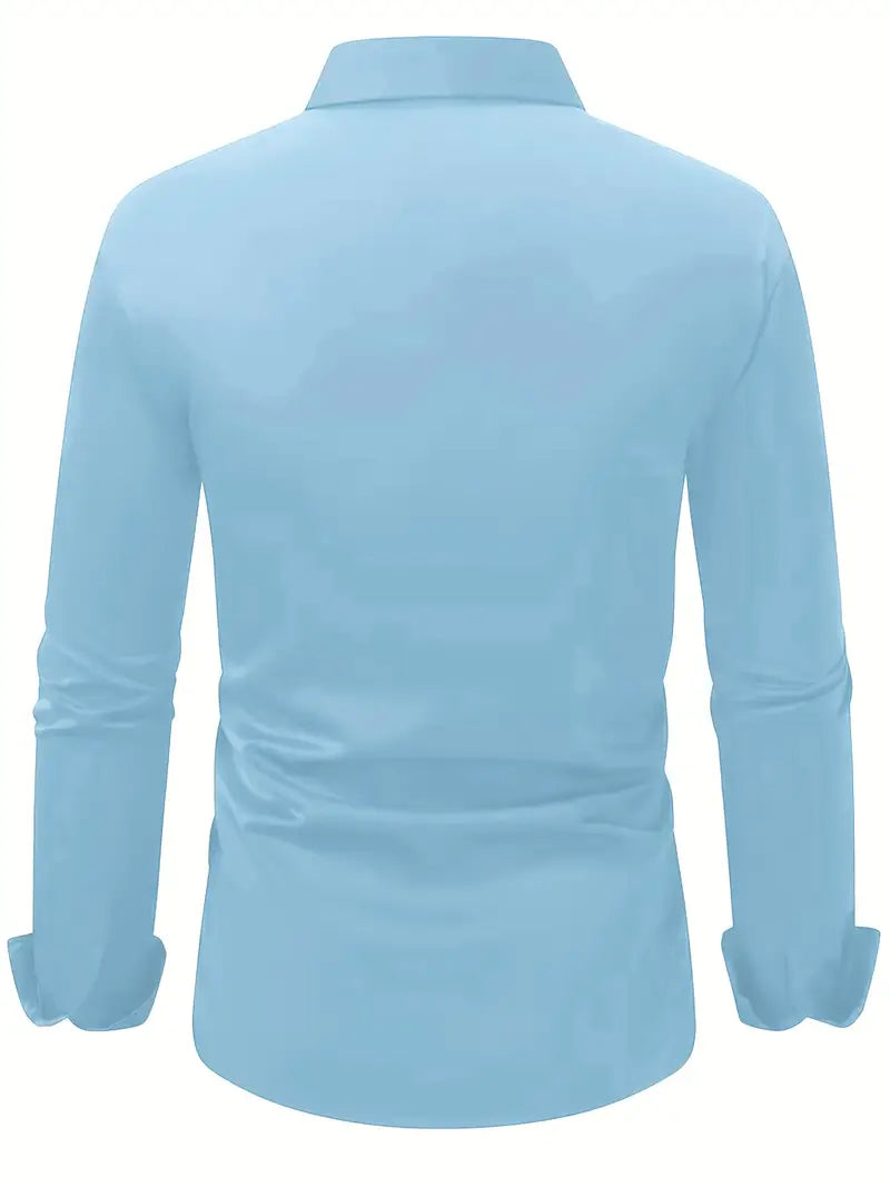 Men's Long Sleeve Button-Up Shirt, Smart Casual Tailored Cotton Shirt for Work & Events 18