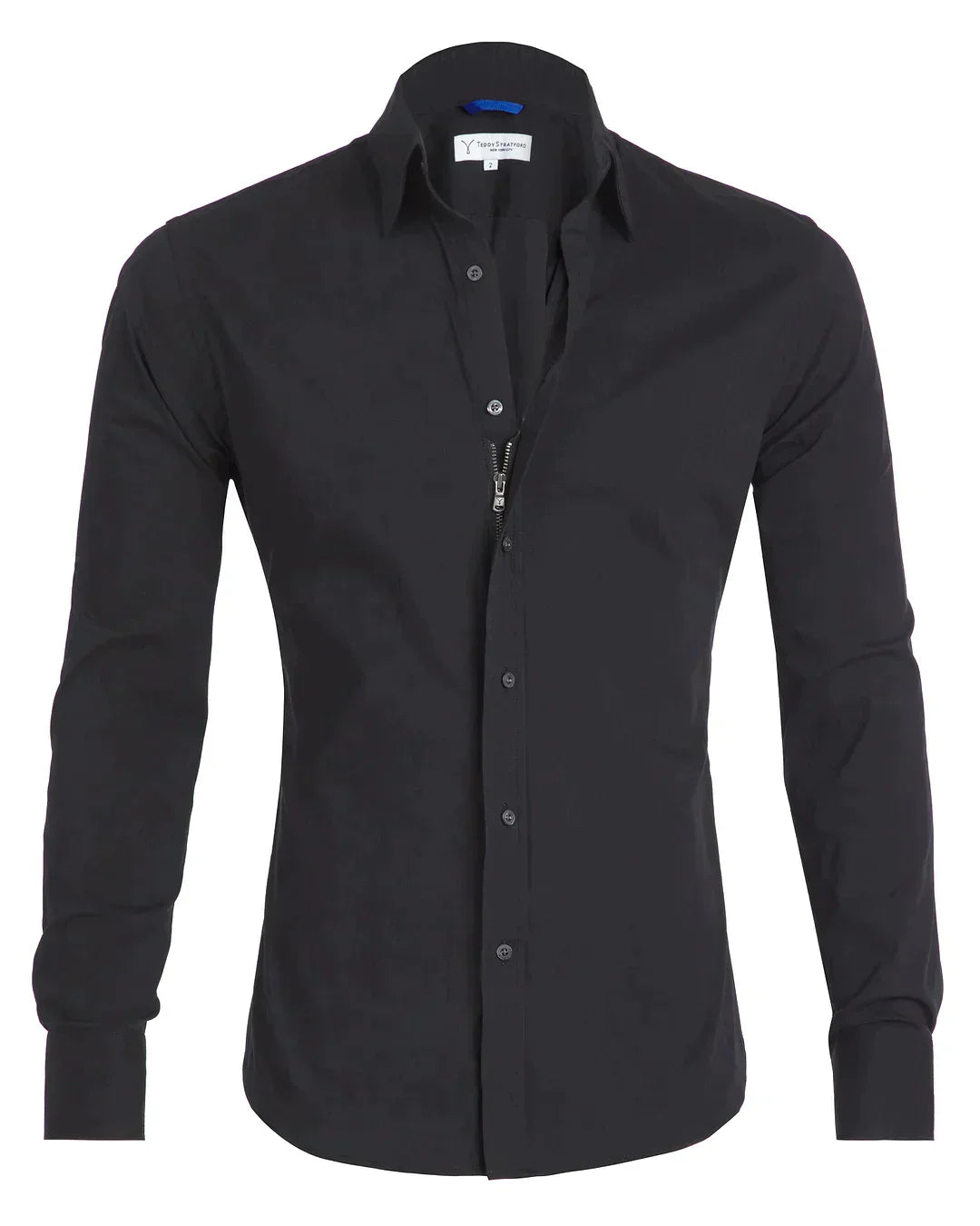 Men's Zip-Up Shirt, Long Sleeve Classic Collar Slim Fit Smart Casual Everyday Shirt 8
