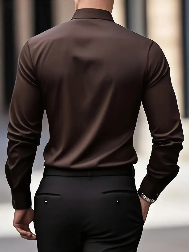 Men's Long Sleeve Button-Up Shirt, Smart Casual Tailored Cotton Shirt for Work & Events 14