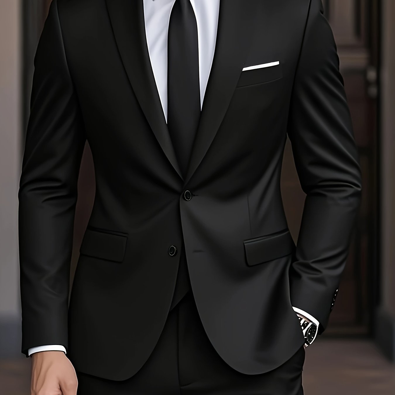 Men's Slim Fit Suit, 2 Piece Tailored Button-Up Blazer & Trousers Set for Formal Events 16