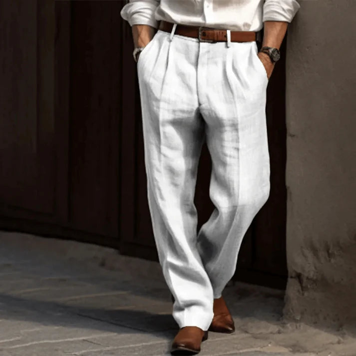 Men's Slim Fit Trousers, Straight Leg Formal Tailored Pleated Smart Dress Trousers 3