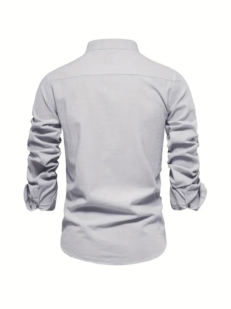 Men's Casual Shirt, Long Sleeve Button-Up Slim Fit Smart Casual Everyday Cotton Shirt 9