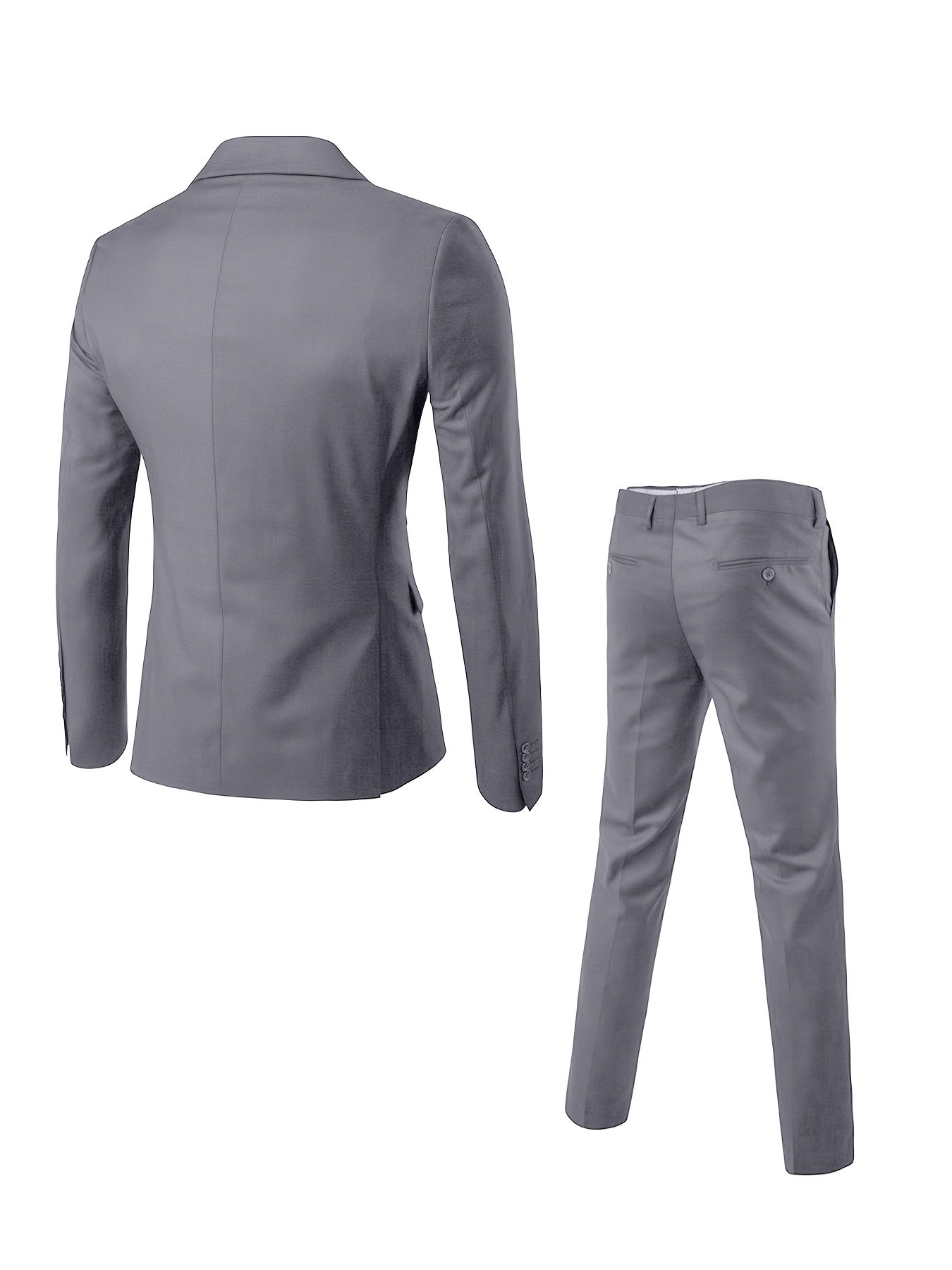 Men's Slim Fit Suit, 2 Piece Tailored Button-Up Blazer & Trousers Set for Formal Events 5