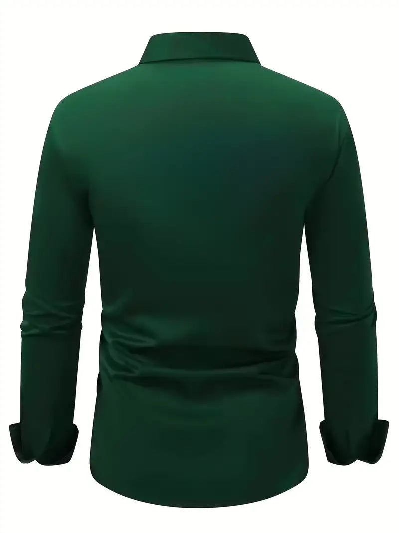 Men's Long Sleeve Button-Up Shirt, Smart Casual Tailored Cotton Shirt for Work & Events 19