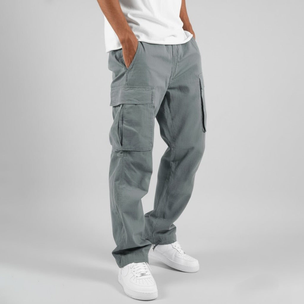 Men's Relaxed Fit Cargo Trousers, Casual Multi Pocket Cotton Work Pants with Side Pockets 8