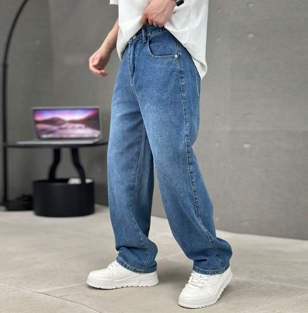 Men's Relaxed Straight Leg Jeans, Loose Fit Casual Everyday Denim Trousers for Men 1