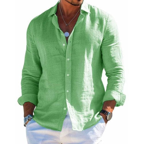 Men's Long Sleeve Shirt, Regular Fit Classic Casual Button-Up Cotton Office Shirt 8