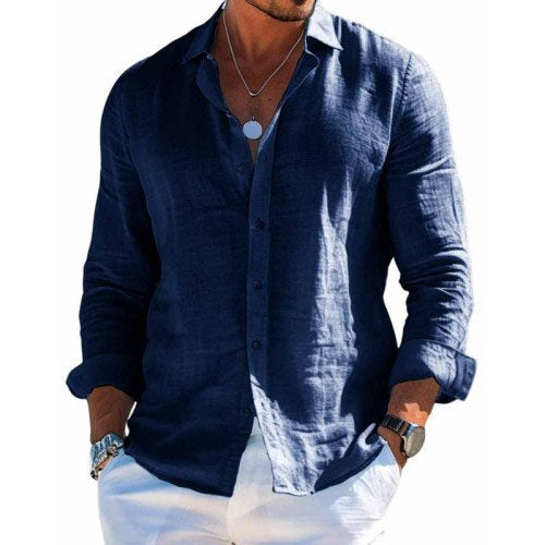Men's Long Sleeve Shirt, Regular Fit Classic Casual Button-Up Cotton Office Shirt 5