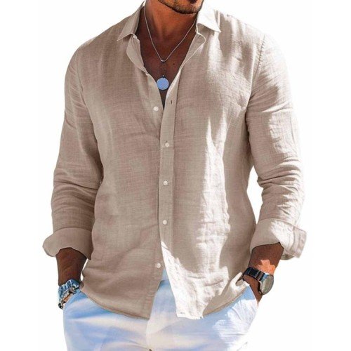 Men's Long Sleeve Shirt, Regular Fit Classic Casual Button-Up Cotton Office Shirt 7