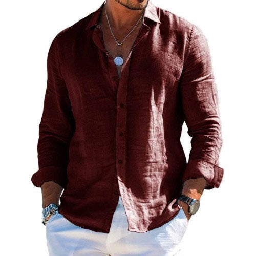 Men's Long Sleeve Shirt, Regular Fit Classic Casual Button-Up Cotton Office Shirt 10