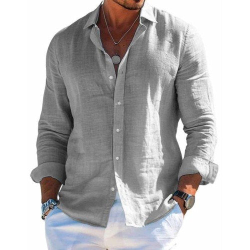 Men's Long Sleeve Shirt, Regular Fit Classic Casual Button-Up Cotton Office Shirt 1