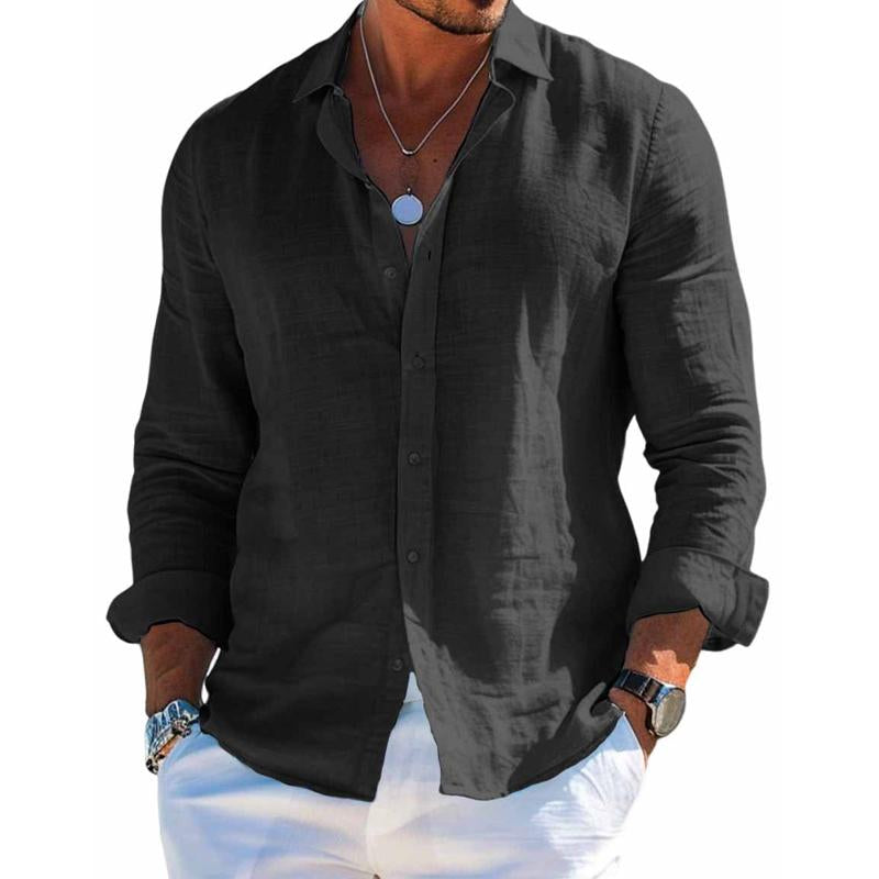 Men's Long Sleeve Shirt, Regular Fit Classic Casual Button-Up Cotton Office Shirt 4