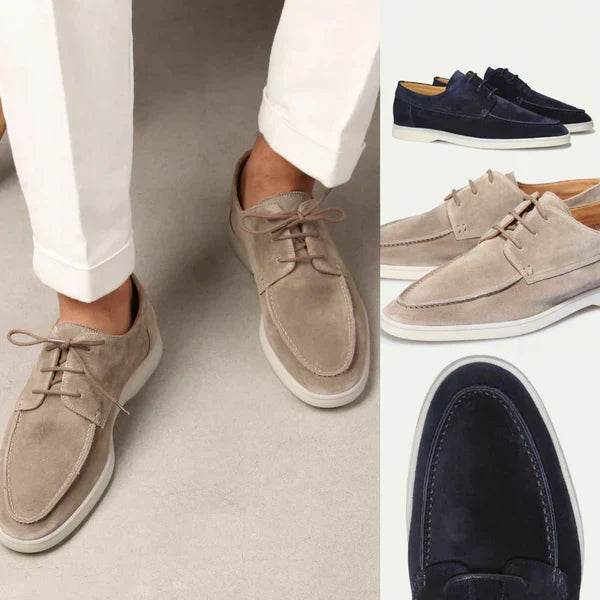 Men's Lace-Up Leather Loafers, Smooth Sole Smart Casual Comfort Dress Shoes 8