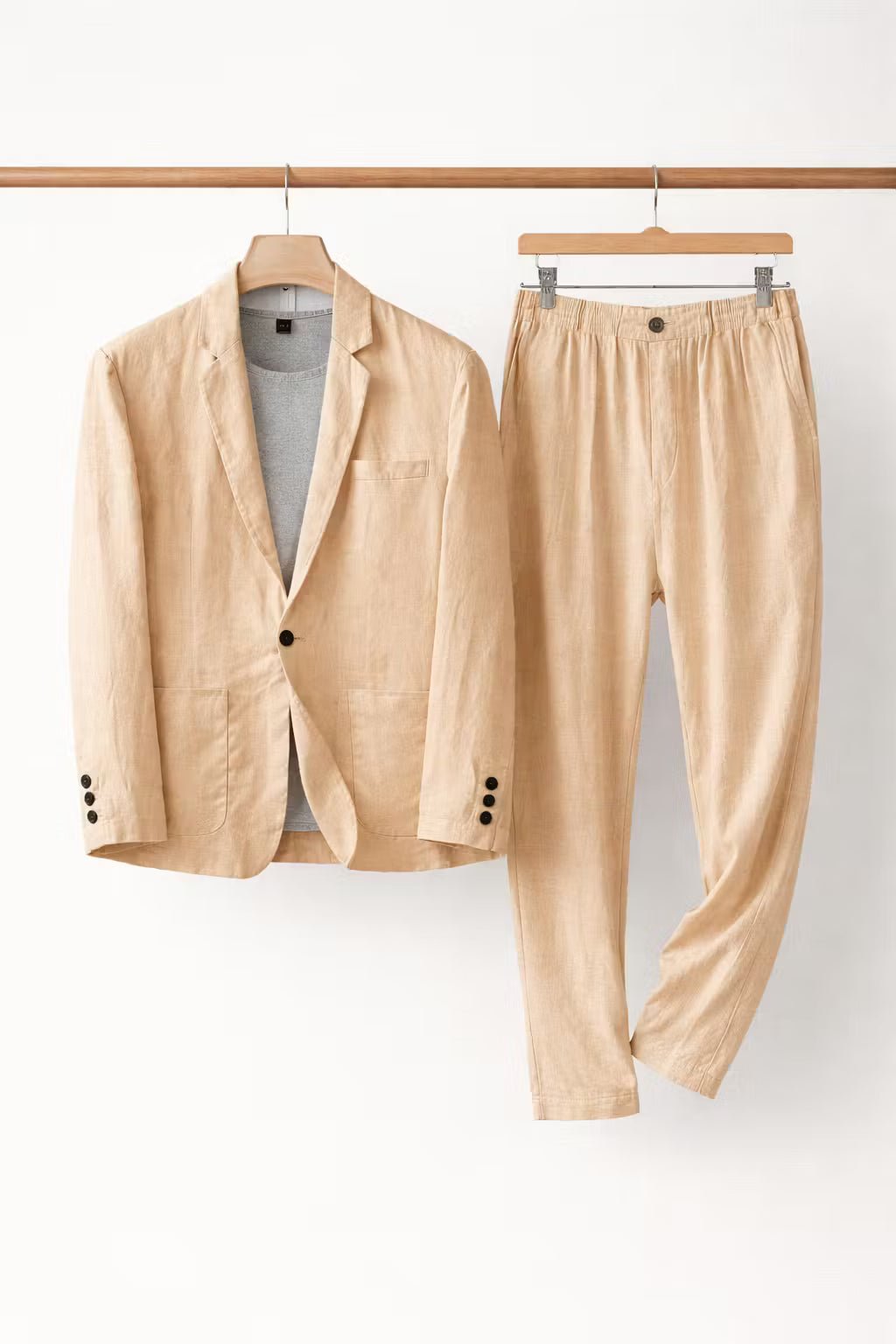 Men's 2 Piece Suit Set, Relaxed Fit Blazer & Straight Trousers for Smart Casual Summer Events 10