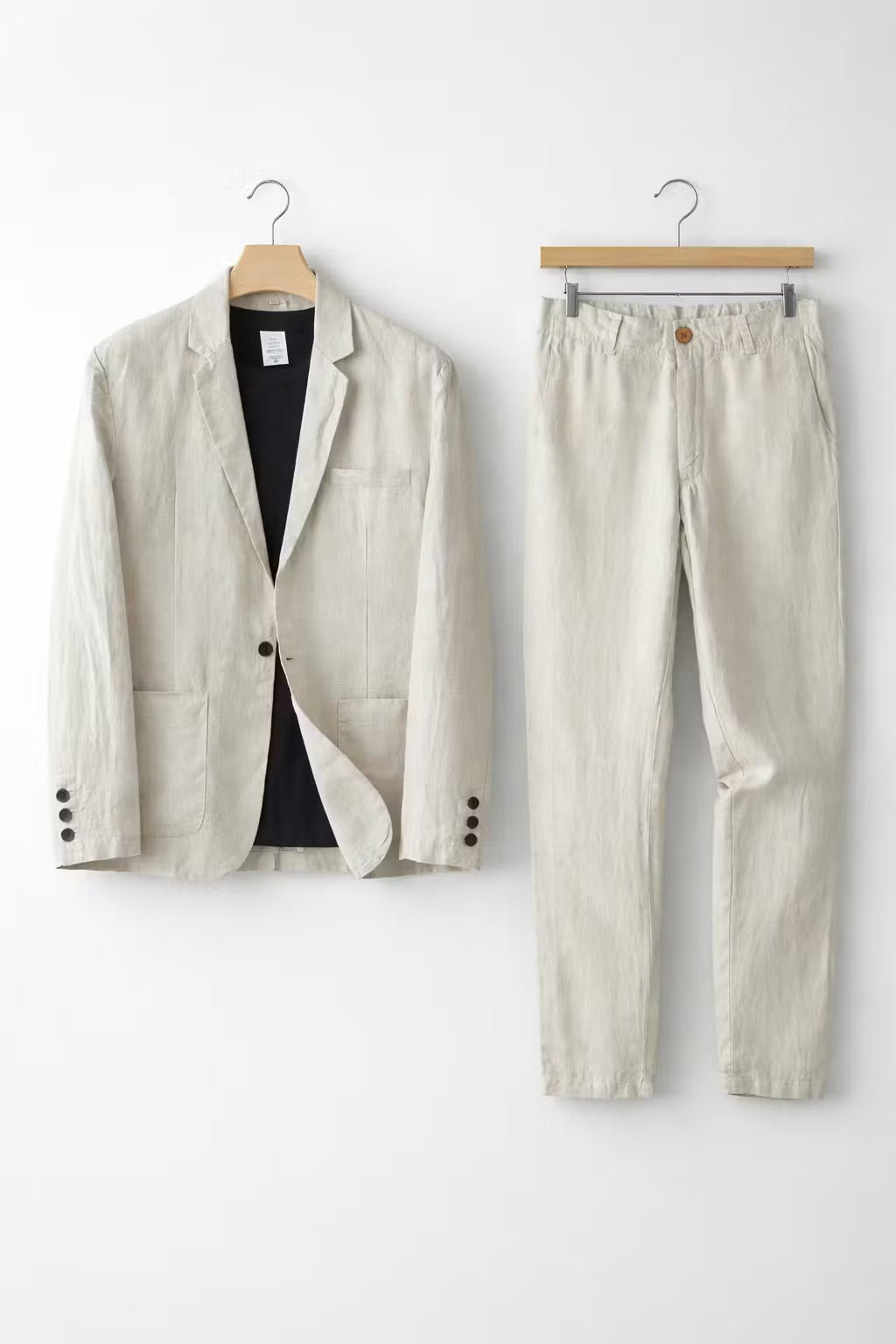 Men's 2 Piece Suit Set, Relaxed Fit Blazer & Straight Trousers for Smart Casual Summer Events 2