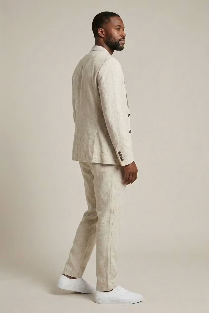 Men's 2 Piece Suit Set, Relaxed Fit Blazer & Straight Trousers for Smart Casual Summer Events 3
