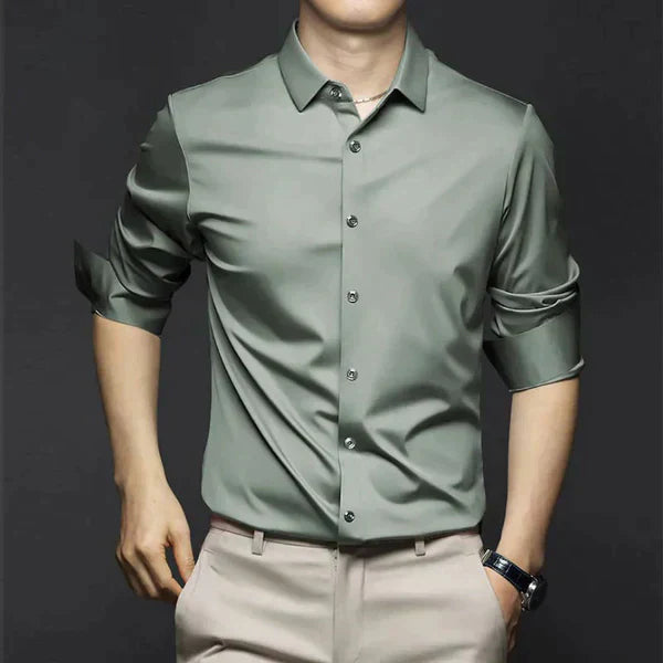 Men's Stretch Shirt, Long Sleeve Slim Fit Smart Casual Button-Down Spring Shirt 7