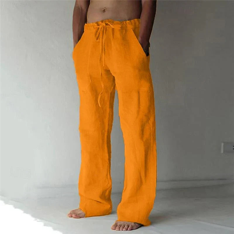 Men's Wide Leg Trousers, Elastic Waist Lightweight Comfortable Casual Summer Trousers 8