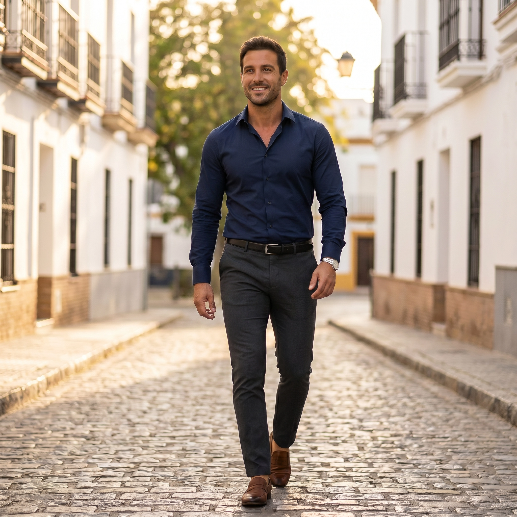 Men's Slim Fit Dress Shirt, Long Sleeve Smart Casual Button-Down Shirt for Spring & Summer 7
