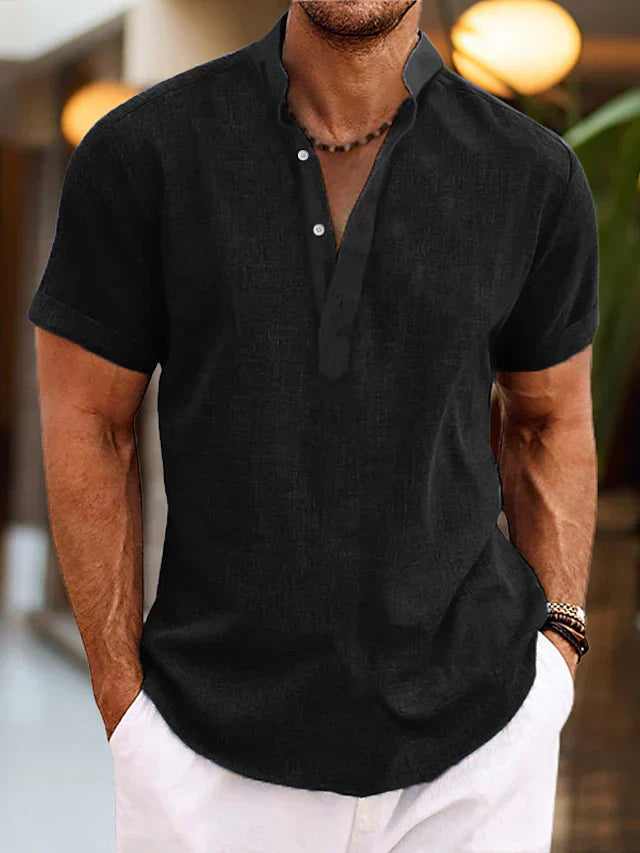 Men's Henley T-Shirt, Short Sleeve Slim Fit Casual Summer Button Neck Top for Warm Days 4