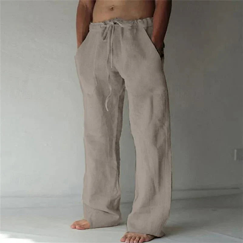 Men's Wide Leg Trousers, Elastic Waist Lightweight Comfortable Casual Summer Trousers 3