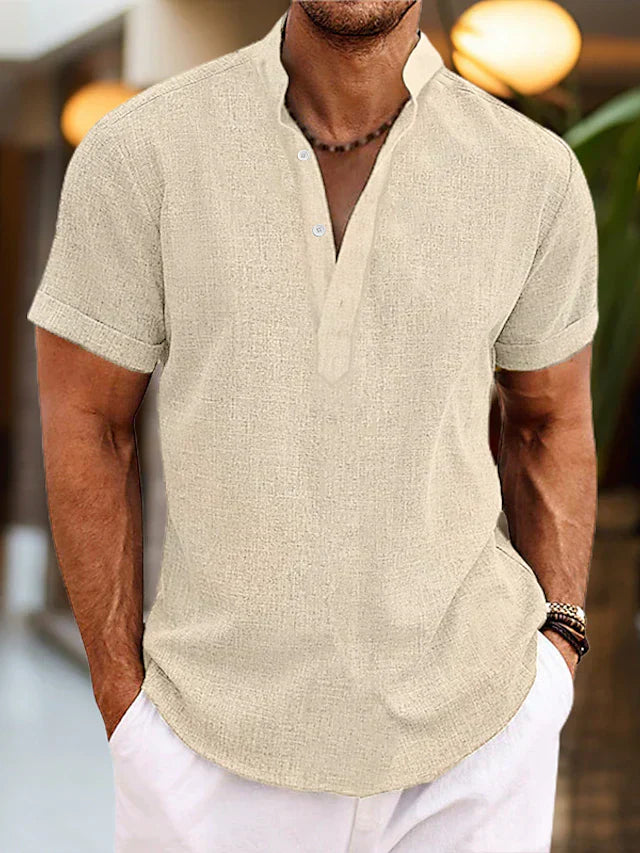 Men's Henley T-Shirt, Short Sleeve Slim Fit Casual Summer Button Neck Top for Warm Days 6
