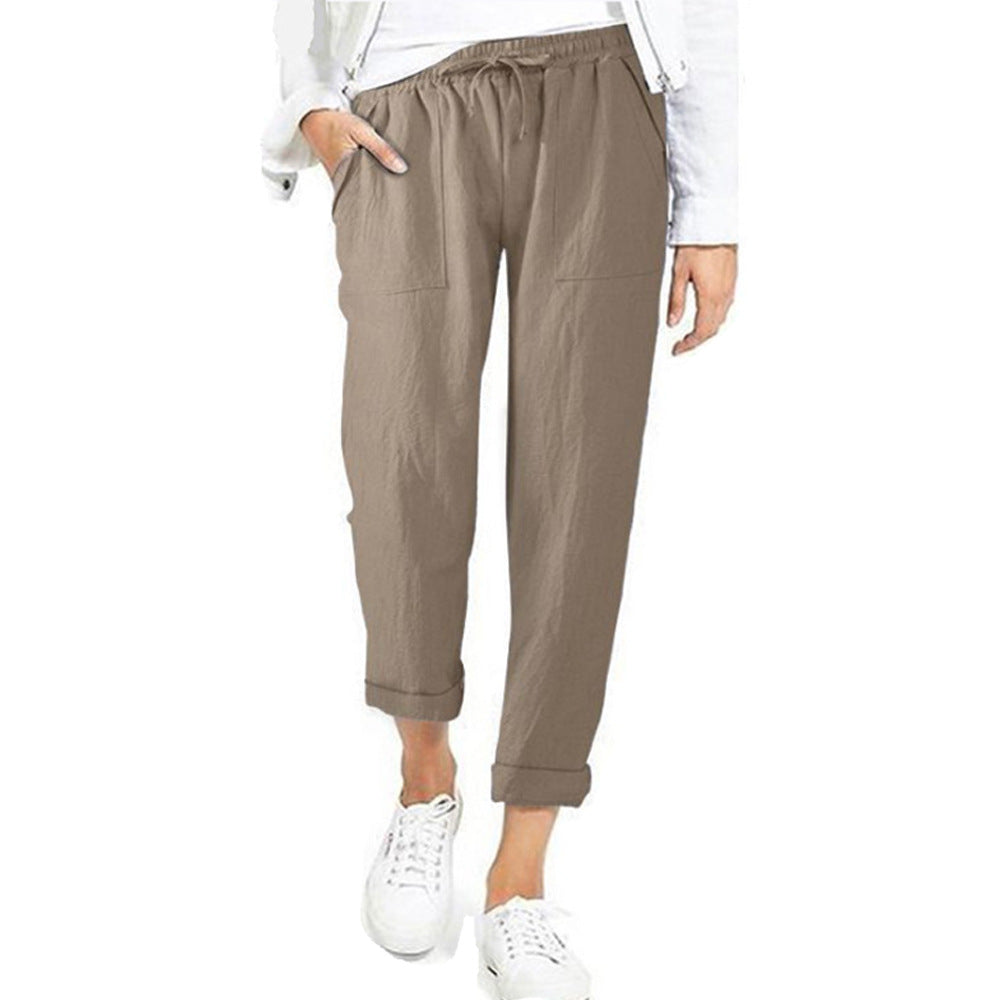 Men's Elastic Waist Trousers, Drawstring Relaxed Fit Casual Lightweight Summer Trousers 8