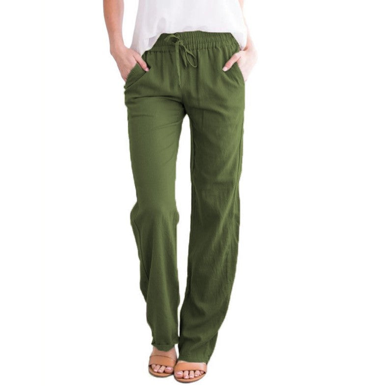 Men's Elastic Waist Trousers, Drawstring Relaxed Fit Casual Lightweight Summer Trousers 6