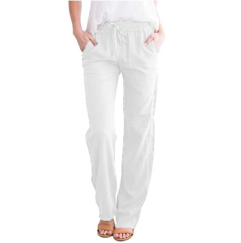 Men's Elastic Waist Trousers, Drawstring Relaxed Fit Casual Lightweight Summer Trousers 14
