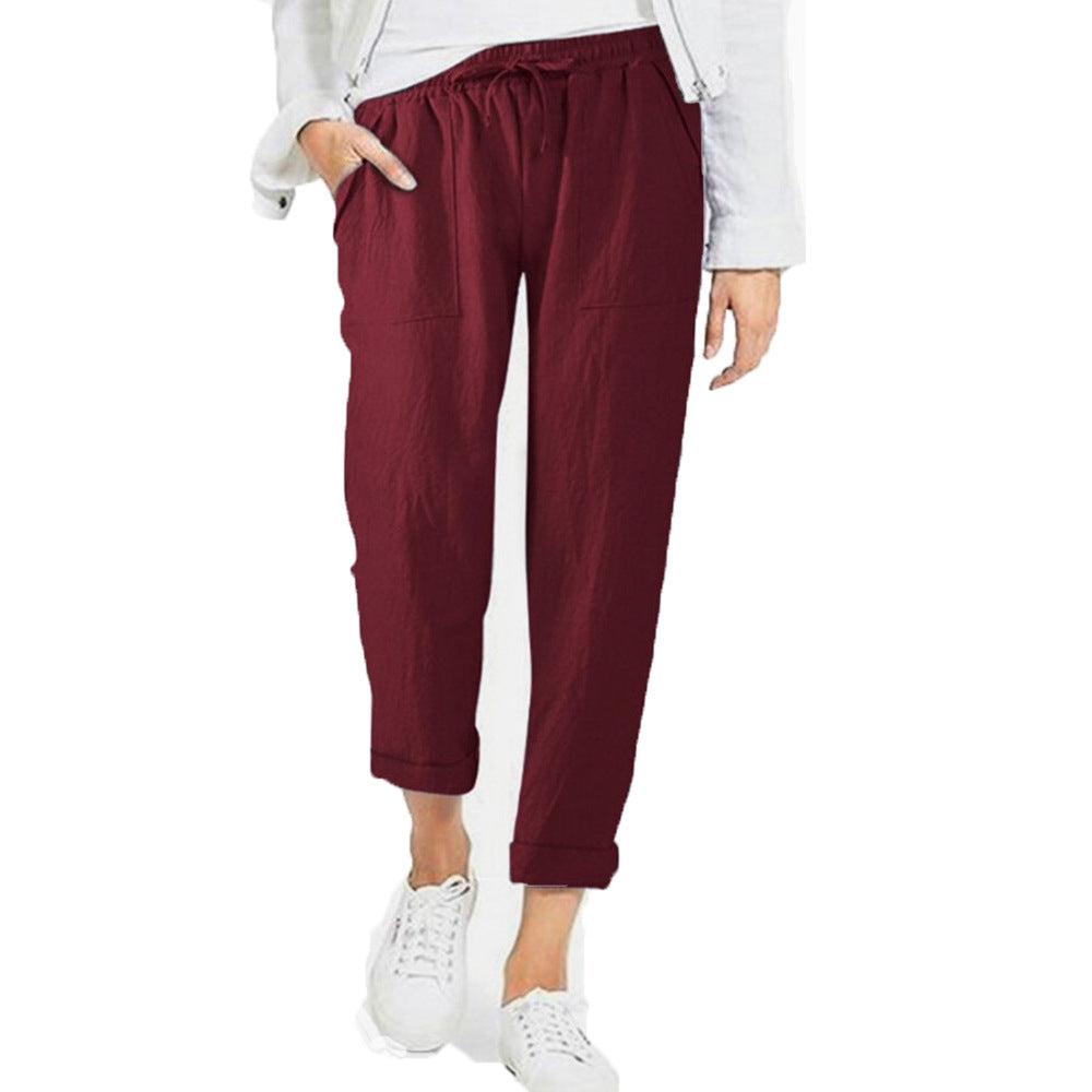 Men's Elastic Waist Trousers, Drawstring Relaxed Fit Casual Lightweight Summer Trousers 15