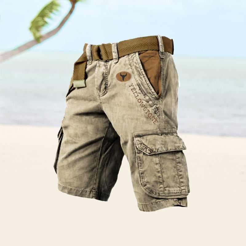 Men's Cargo Shorts, Knee Length Relaxed Fit Casual Summer Shorts with Belt & Pockets 3