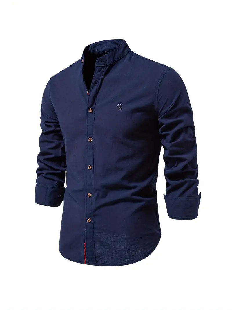 Men's Casual Shirt, Long Sleeve Button-Up Slim Fit Smart Casual Everyday Cotton Shirt 6